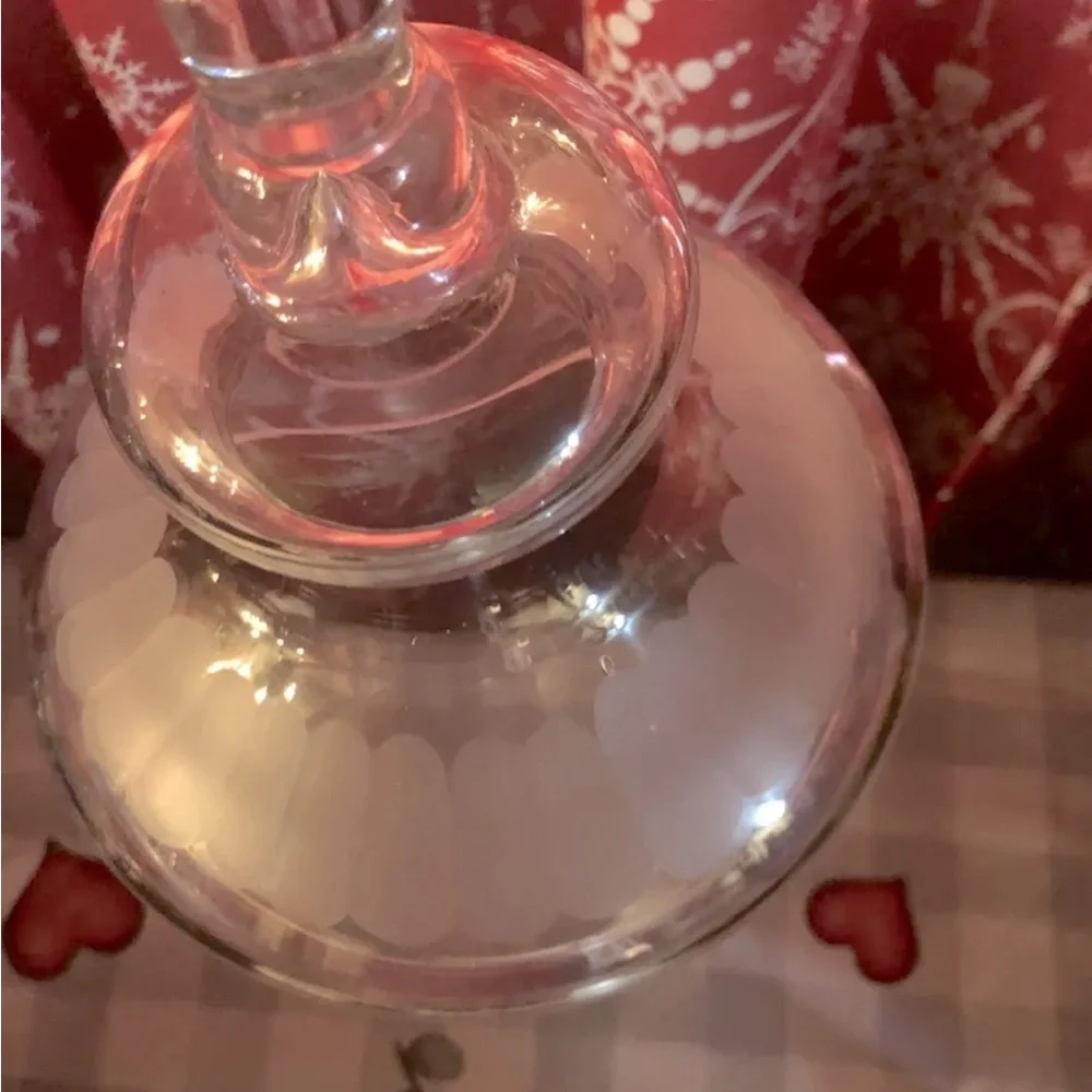 Vintage Elegant Apothecary Jar With Etched Glass Lid.  Beautiful 22” Tall W/lLid